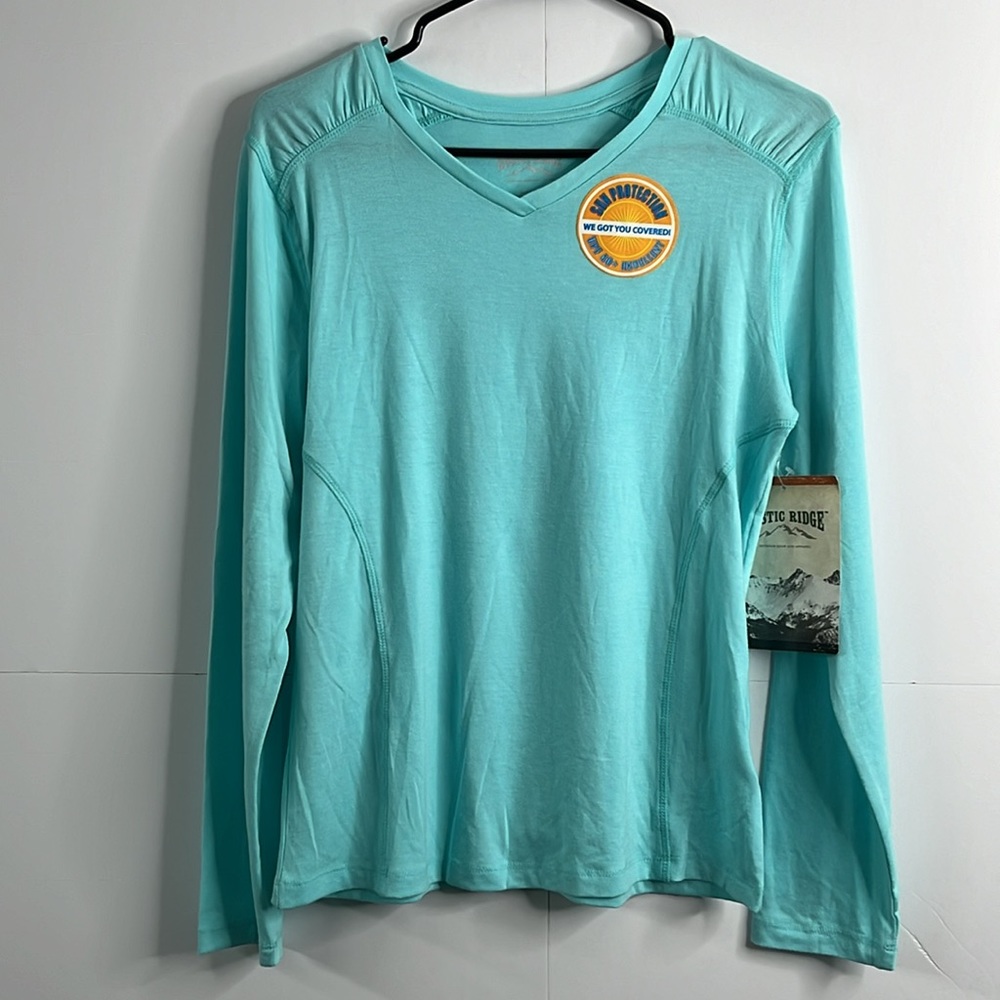 Rustic Ridge Women’s M Aruba Blue Long Sleeve Shirt Quick Dry Moisture Wicking